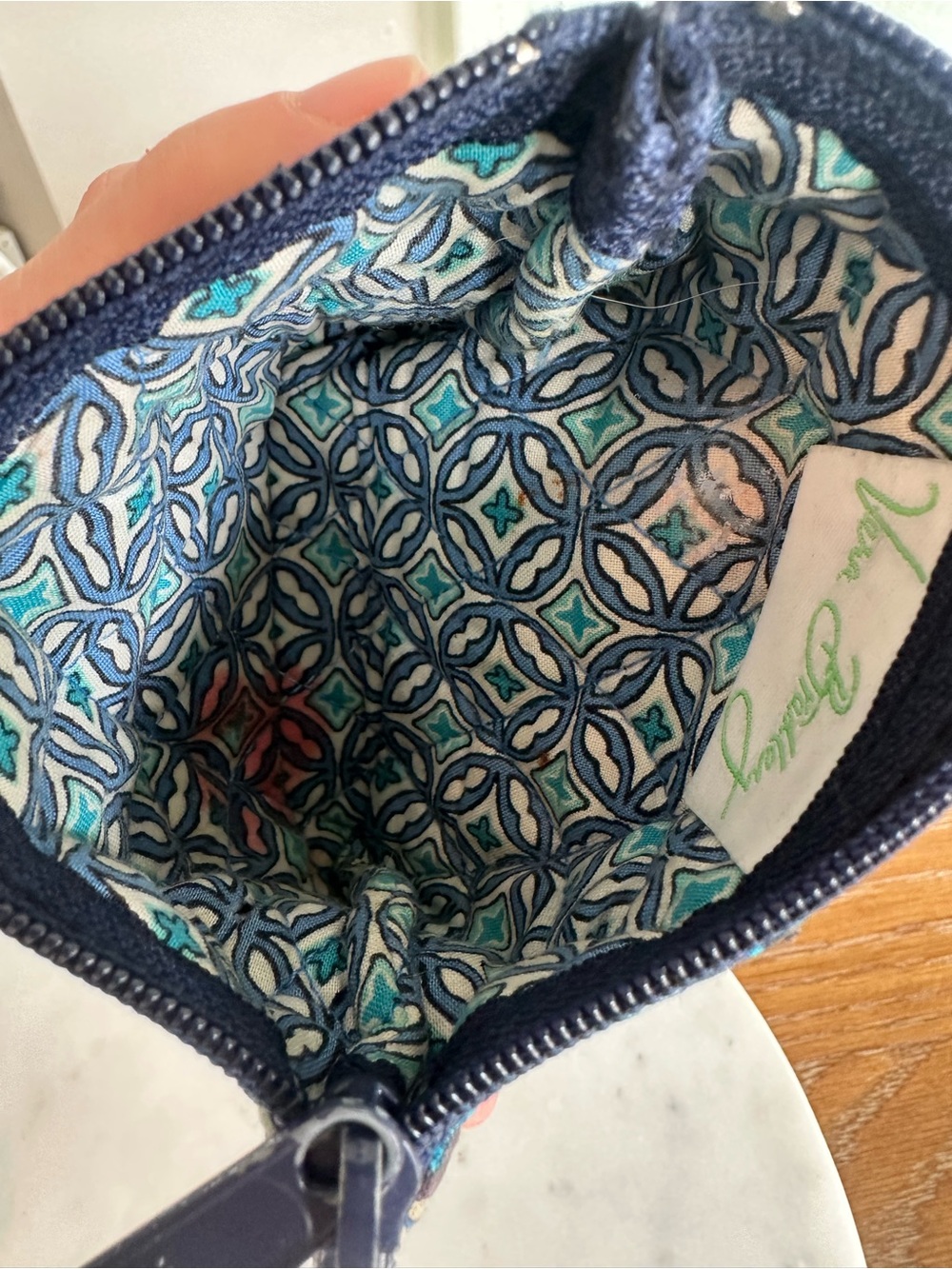 Vera Bradley Quilted Navy Floral Zip Coin Pouch - Picture 3 of 3
